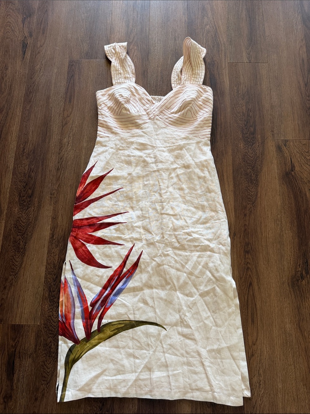 Farm Rio Strelitzia Sleeveless Linen Midi Dress - Picture 4 of 8